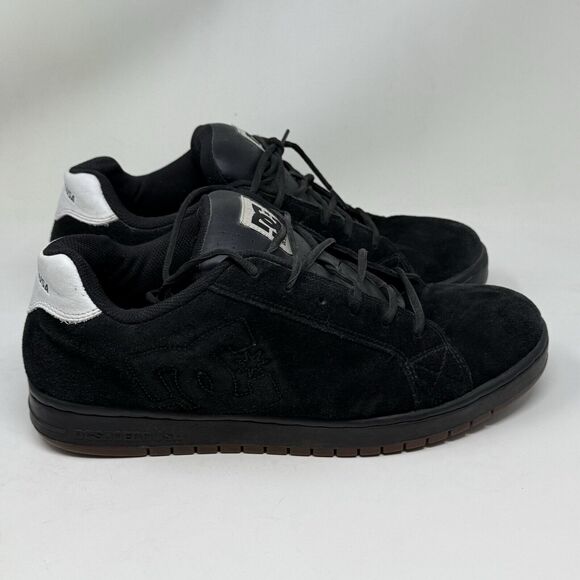 DC Court Model Skate Shoes Mens 13 Black Suede Skateboarding Grunge Fat Tongue - Picture 1 of 16